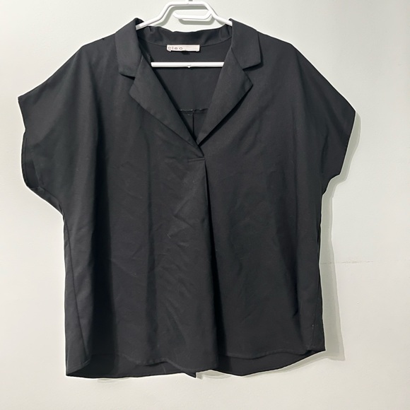 Cleo Black Business Casual Blouse Button Up Back - Picture 2 of 7